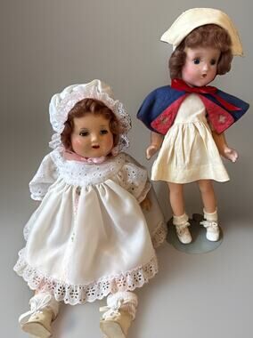 Vintage Composition Dolls Effanbee? Nurse & AMCHAR Baby Voice Box Pair